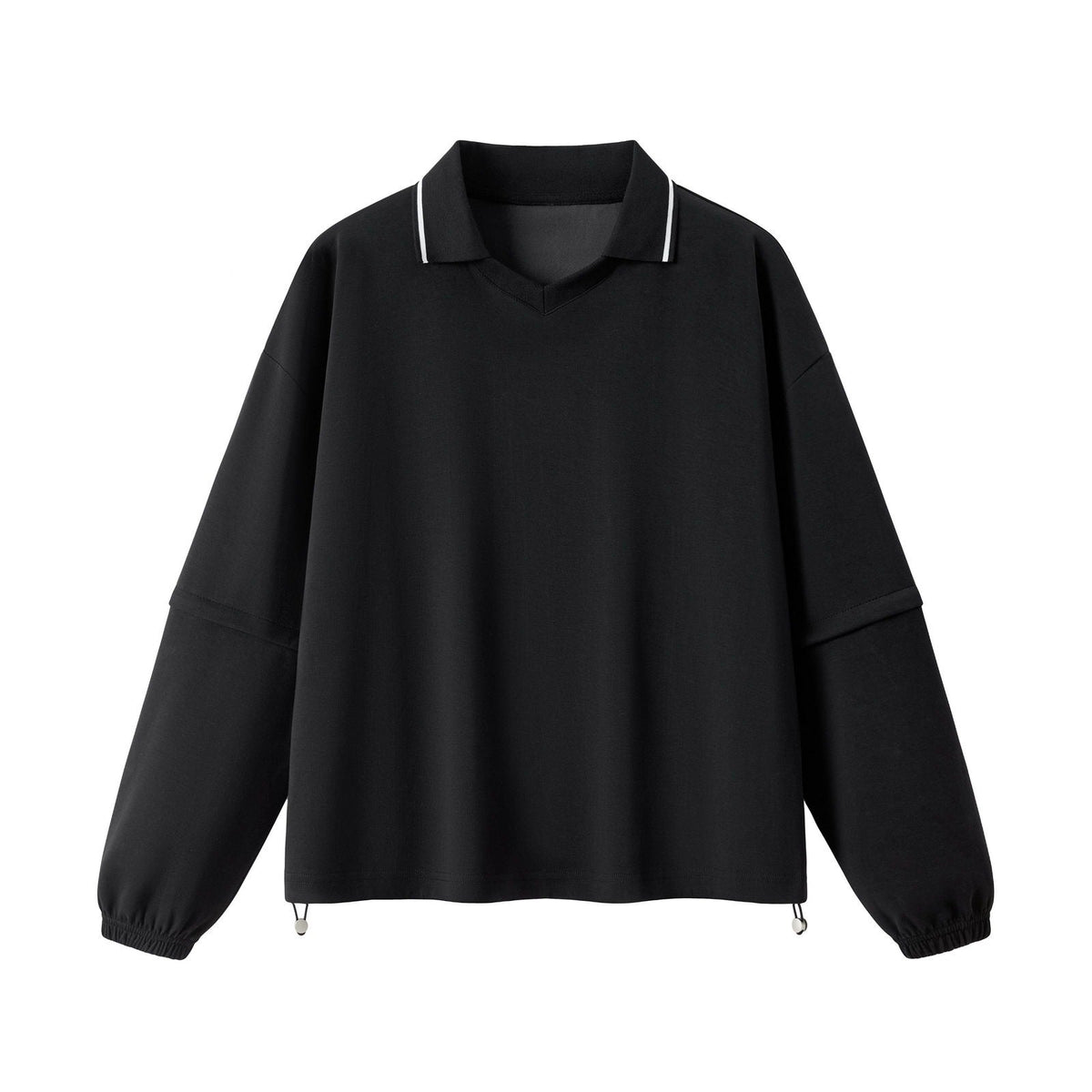 Relaxed Polo Collar Drawstring Sweatshirt