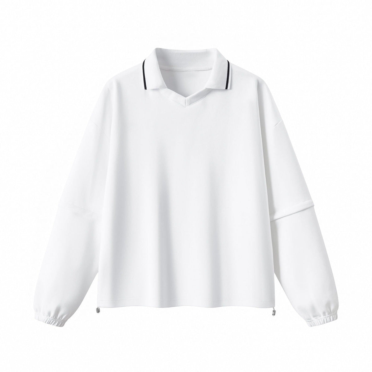 Relaxed Polo Collar Drawstring Sweatshirt