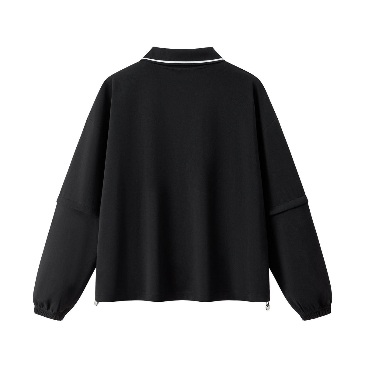 Relaxed Polo Collar Drawstring Sweatshirt
