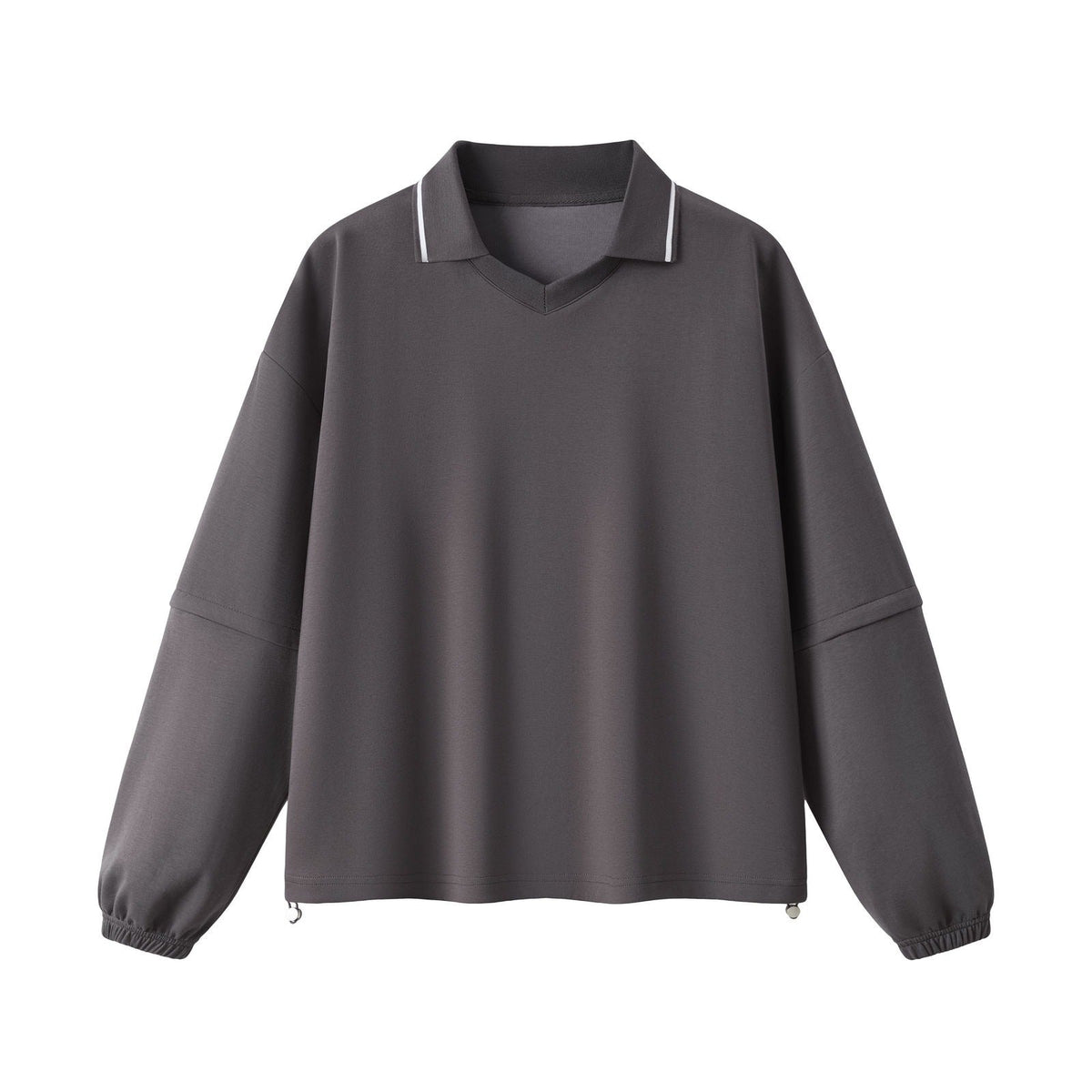 Relaxed Polo Collar Drawstring Sweatshirt